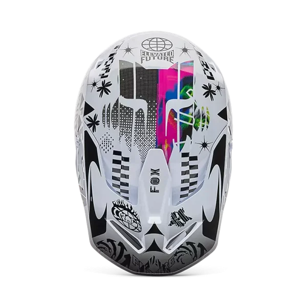 קסדת שטח פוקס לבן שחור – FOX V1 Image Cosmo מבט מלמעלה