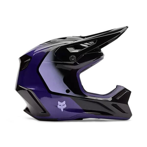 קסדת שטח נוער פוקס שחור סגול – FOX YOUTH V3 Spire מבט צד