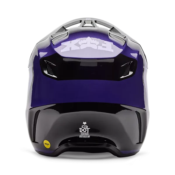 קסדת שטח נוער פוקס שחור סגול – FOX YOUTH V3 Spire מבט מאחור